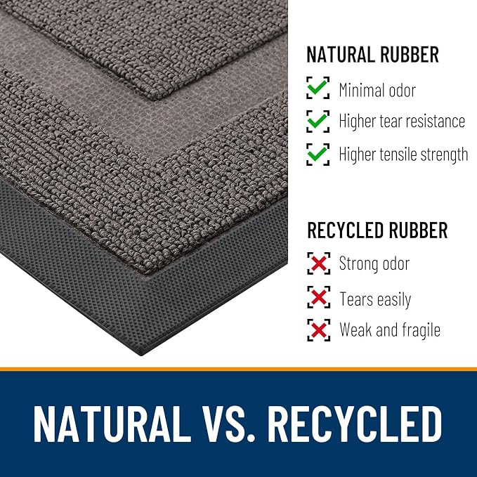 OLANLY Half Circle Front Door Mat Outside 29.5x17 All-Season Rubber Doormat | Taupe, Absorbent, Heavy-Duty, Stain and Fade Resistant, Waterproof Non-Slip Backing, Low-Profile Indoor Outdoor Entryway Mat