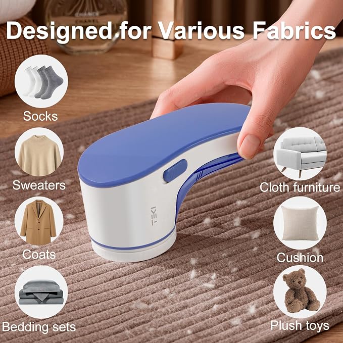 Fabric Shaver, Lint Remover for Clothes Rechargeable Clothes Shaver Pill Remover, Electric Sweater Defuzzer, Sweater Shavers to Remove Pilling, Couch, Fuzz, Furniture (2 Replaceable Blades)