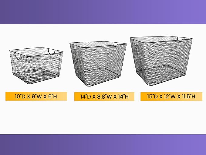 YBM Home Wire Mesh Storage Basket Organizer for CD and DVDs - 12 Pack