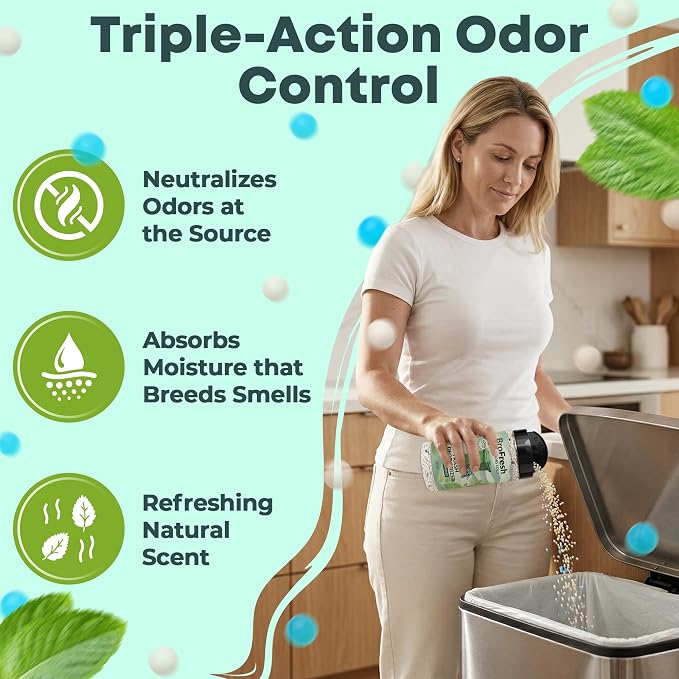 BroFresh Garbage Can Deodorizer, Neutralizes Odor, Absorbs Moisture & Releases Long-Lasting Scent, Safe & Non-Toxic, Trash Can Odor Eliminator (16 oz Single, Wintermint)