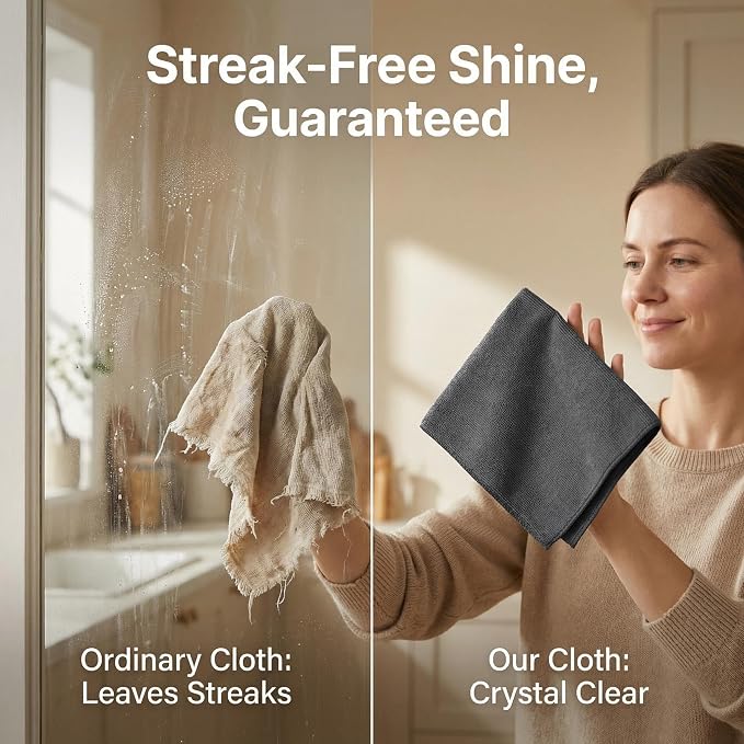 5 Pack Microfiber Cleaning Cloths (20x25cm) — Lightweight, Lint-Free & Streak-Free Towels for Delicate Surfaces, Electronics and Glass