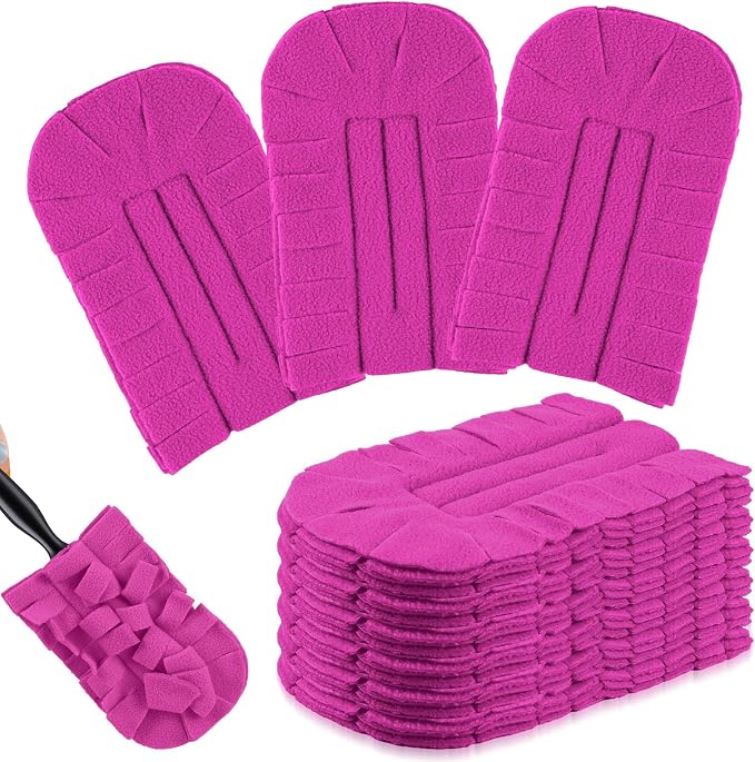 Zubebe 6 Pcs Reusable Duster Refills Fleece,Peach Red | Soft Polyester Fiber Flat Duster Refill Multi Surface Washable Cleaning Pad Tools for Home, Blinds, Car, Pet, Furniture, Fans