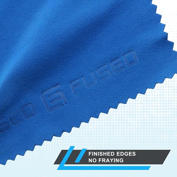 Eco-Fused Microfiber Cleaning Cloth - 7x6'' Microfiber Cloth - Pack of 6 Blue Lens Cleaning Wipes - Cleaning Cloth for Glasses, Eyeglasses, Camera Lens & Phones