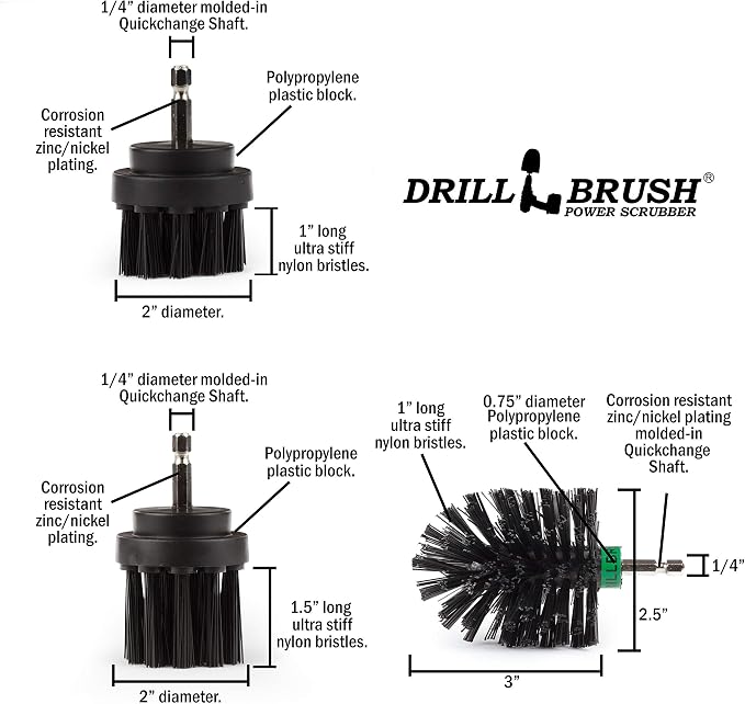 The Ultimate No-Wire Grill Brush Kit - BBQ Accessories - Cast Iron Skillet | Drill Brush - Rust Remover - Grill Cleaner - BBQ Brush - Grill Accessories - Grill Scraper - Electric Smoker - Gas Grill