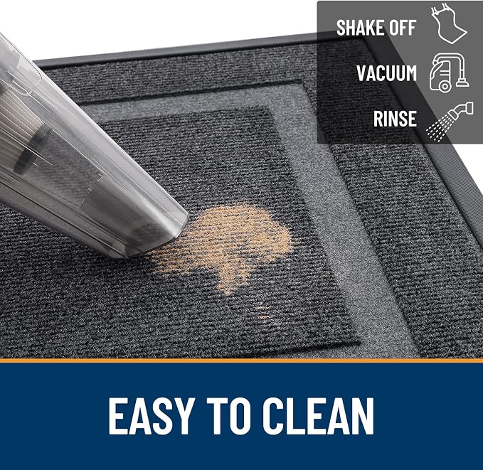 OLANLY Front Door Mat Outside 47x17, All-Season Heavy-Duty Rubber Doormat | Grey, Absorbent, Stain and Fade Resistant, Waterproof Non-Slip Backing, Low-Profile Indoor Outdoor Floor Mat for Entryway