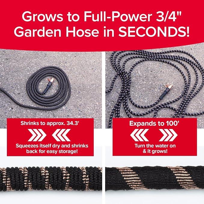 Pocket Hose 100 FT Copper Bullet Hose, 10-Pattern, 650psi