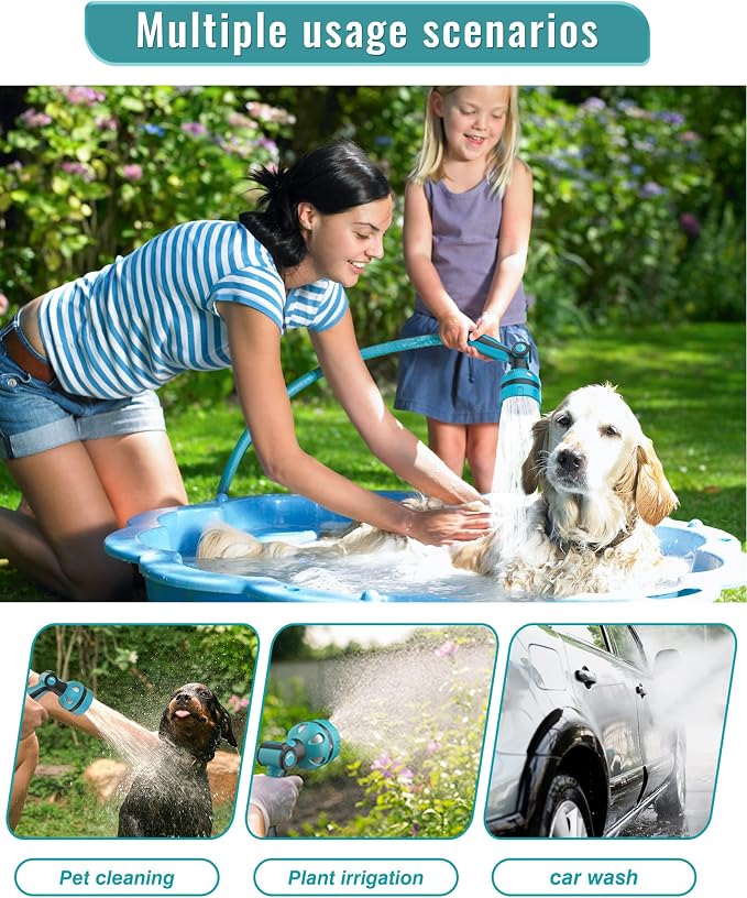 Garden Hose Nozzle Heavy Duty, Water Hose Sprayer Nozzle for Outdoor | THUMB CONTROL On Off Valve for Easy Water Control, 10 Spray Patterns - Water Hose Nozzle Head Attachment