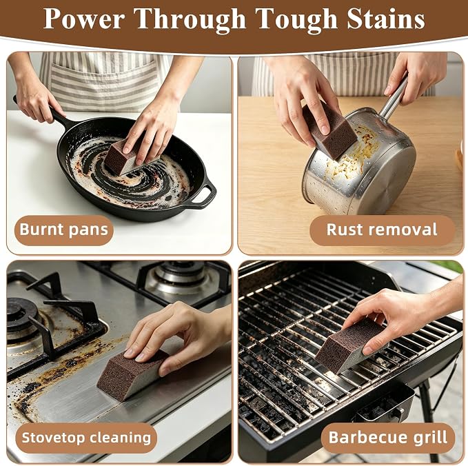 6 Pcs Cleaning Magic Erasers,Magic Eraser Sponge | Heavy-Duty Carborundum Sponge Removes Rust, Burnt Food and Grease for Kitchens, Bathrooms and Household Cleaning