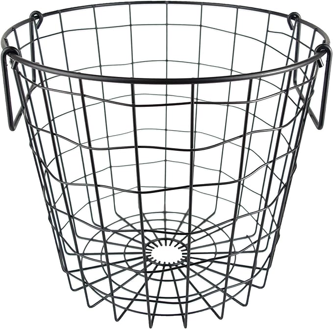 DII Metal Wire Utility Storage Bin, Small Round, 12x12x10", Black
