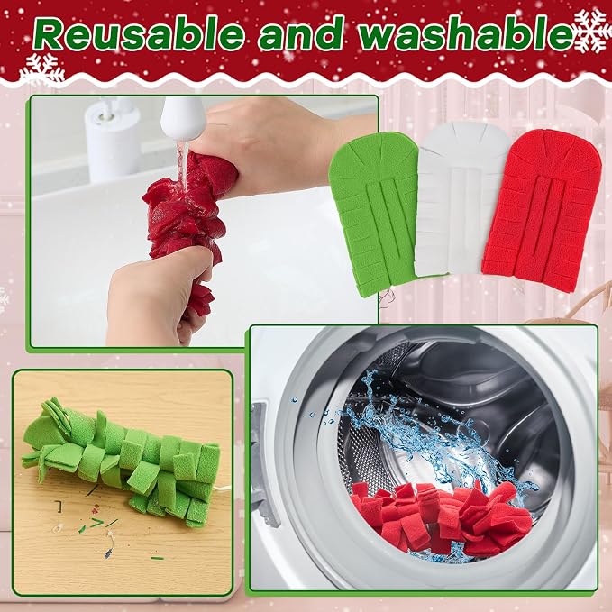 Zubebe 12 Pcs Reusable Duster Refills Fleece,Red,White,Green | Soft Polyester Fiber Flat Duster Refill Multi Surface Washable Cleaning Pad Tools for Home, Blinds, Car, Pet, Furniture, Fans
