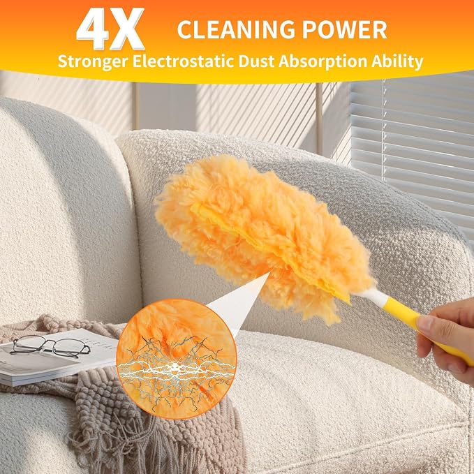 36 Count Duster Refills with 1 Firm-Grip Handle for Swiffer Duster | Multisurface 360° Dusters with 4X Microfibers, Unscented Disposable Duster Refills for Cleaning Home