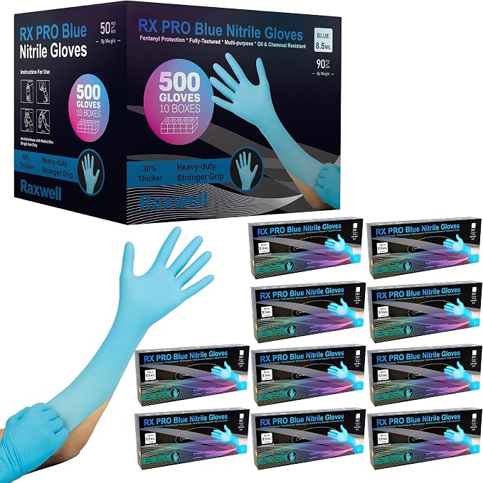 8.5 Mil Nitrile Gloves, Heavy Duty Cleaning Gloves, For Adults | 8.5 Mil Support, Forearm Coverage, Textured Grip, Chemical Resistant Gloves, Latex Free & Powder Free, Kitchen & Dish Gloves