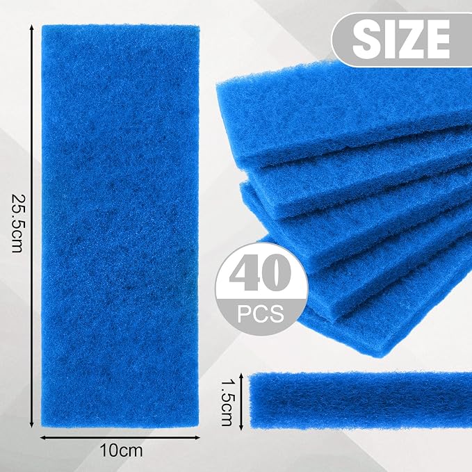 Eccliy 40 Pcs Non Scratch Scrubbing Pad Reusable Kitchen Dish Scrubber Scouring Sponge Pads Multi Purpose for Kitchen Household Cleaning Supplies, 10 x 4 Inch (Blue)