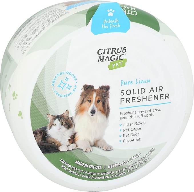 Citrus Magic Pet Solid Air Fresheners, Pure Linen, 20 Ounce, 2 Pack | Odor Absorbing, Passive Diffusion, Odor Elimination Up to 12 Weeks Each, Ideal for Dog & Cat Areas and Litter Boxes