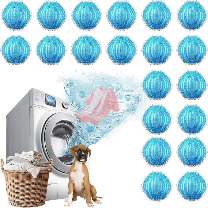 20Pcs Pet Hair Remover for Laundry, 1.4 inch Mini Ball Lint Traps | Effective Dryer Ball for Cat Dog Pet Hair in Clothes,Sheets,Towels, Lint Catcher for washing Machine Without Damaging Fabrics