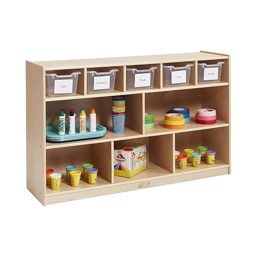 ECR4Kids Scoop Front Storage Bin, Multipurpose Organization, Clear, 5-Piece | Durable plastic, GREENGUARD Gold Certified, 1.2 gallon capacity, lightweight & nestable, built-in handle, classroom/home use
