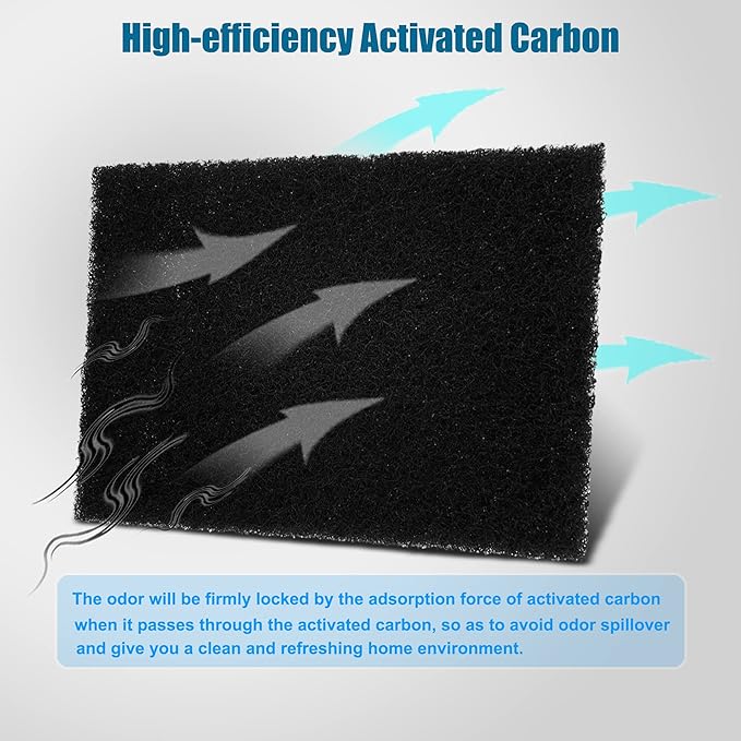 12 Pack Universal Stick-on Trash Can Odor Absorbing Filters Refills | Activated Charcoal Purifying Deodorizer for Trash Cans, Compost Bucket, Countertop and Recycle Bin (Rectangle), Odor Absorber