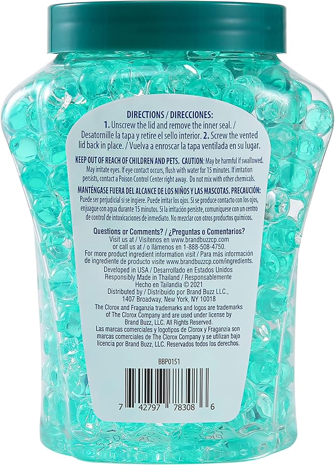 Clorox Fraganzia Aircare Beads Twin Pack Two 12oz - Island Orchid | Long-Lasting Air Freshener Beads | Gel Beads Air Freshener in Island Orchard Scent for Home, Bathroom, or Car (Pack of 2)