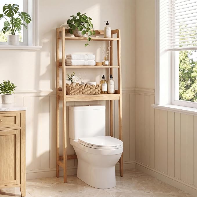 StorageWorks Toilet Paper Storage Basket, Toilet Basket with Wooden Handles | Scalloped Wicker Basket for Living Room, Decorative Scalloped Baskets for Storage, Wicker Baskets for Organizing and Decor