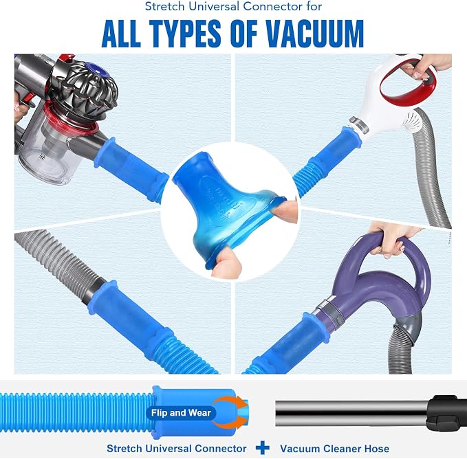 Sealegend Dryer Vent Cleaner Kit, Universal Vacuum Hose Attachment Blue | Upgraded Flexible Hose Without Whistling Noise, Fits Most Vacuums, Lint Removal Power for Dryer Vents & Tight Areas