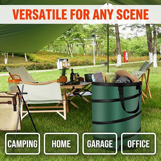 Collapsible Pop Up Outdoor Trash Can 13 Gallons-with Zippered Lid | Foldable Camping Trash Can Recycle Bin, Durable 600D Waterproof Oxford Fabric Made for Household Storage and Outdoor Recycle