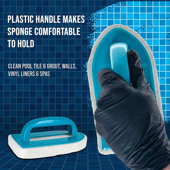 U.S. Pool Supply Hand-Held Pool Scrub Brush, 2 Pack, Surface Scrubbing Pad | Scouring Sponge Pad, Clean Pool Tile & Grout, Walls, Vinyl Liners, Spas - Cleaning Remove Stains Kitchen Bathroom Tub Shower
