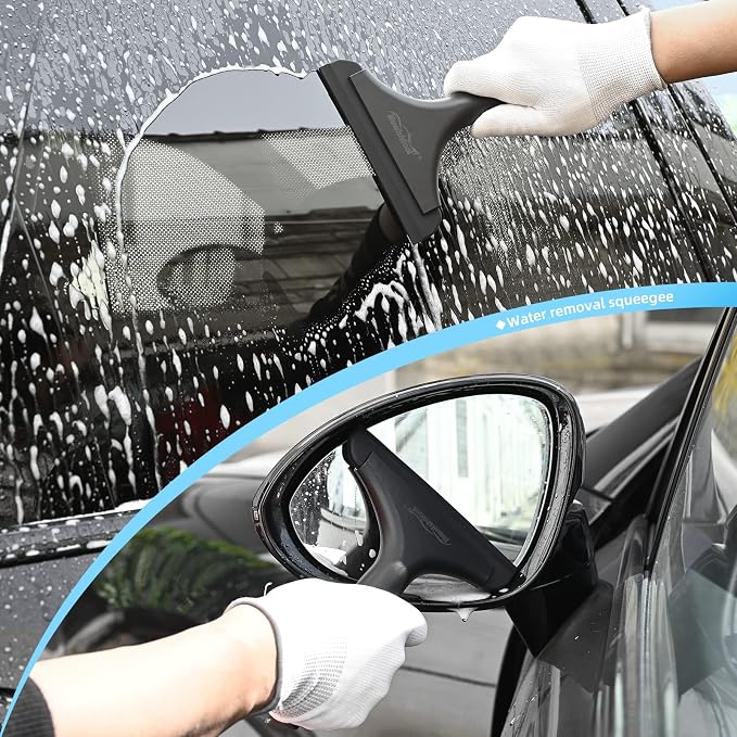 NEWISHTOOL All-Purpose Small Silicone Squeegee Window Tint Tool, 3 Pack | Small Squeegee for Shower Glass Door Mirror Car Windshield Kitchen Countertops Cleaning Water Removal Scraper w/ Hanging Hole