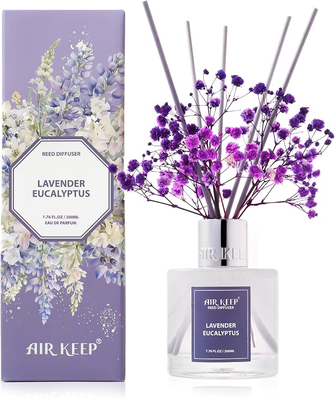 Reed Diffuser Set/Lavender Eucalyptus/6.76 fl oz(200ml)/1 Pack/Home & Office Decor Aromatherapy Diffuser Oil Gift Set