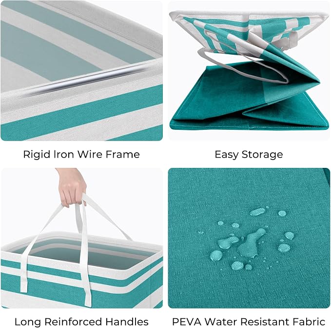HomeHacks 2 Pack Large Laundry Baskets, Laundry Hampers Bags (Green 75Lx2) | Waterproof, Freestanding, Collapsible Clothes Hamper with Reinforced Handles in Laundry Room, Dorm, Bathroom, Bedroom