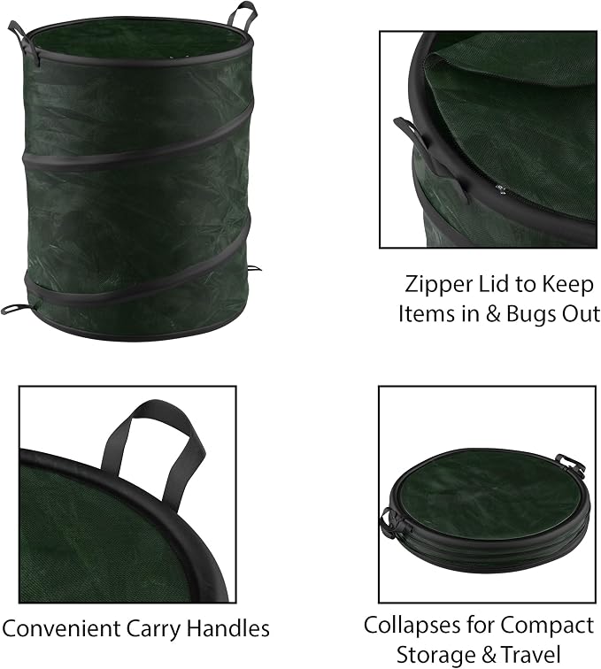 29.5-Gallon Pop Up Outdoor Garbage Can - Collapsible Trash Can for Parties, Yard Waste, or Laundry - Camping Accessories by Wakeman