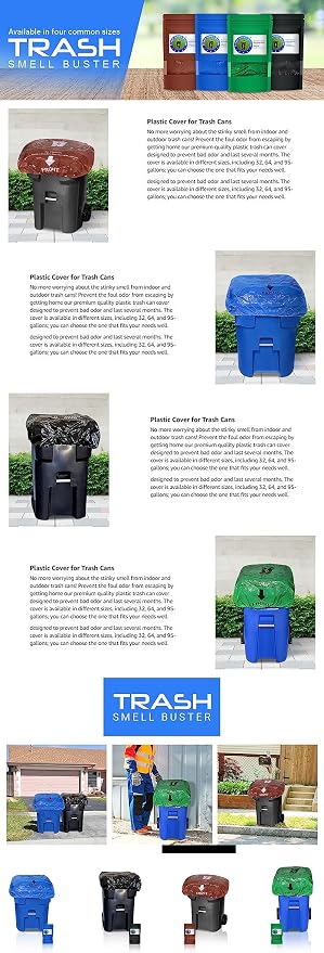 Trash Can Smell Eliminator Cover Odor Eliminating Bag Lemon Scented Durable Chemical Free 64 Gallon 3 Pack