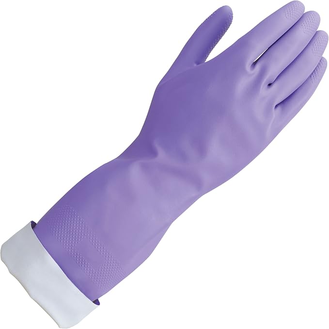 Mr. Clean, 243312 Loving Hands, Large Heat Resisting, Soft Cotton Flock Lining, Built in Freshness Protection, Non-Slip Diamond Grip Gloves, (L)