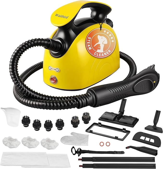 Waitbird Handheld Steam Cleaner & Steamer for Home, 275°F High-Temp Steam | 21 Accessories| Natural For Floor, Car, Wall, Grout & Kitchen Bathroom| 4.5 Bar High Pressure| Safety Lock | Steam mop
