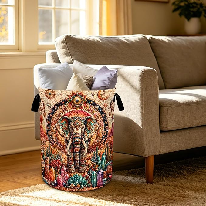 Elephant Laundry Basket Foldable Oxford Laundry Hamper With Handle For Room Bathroom Bedroom