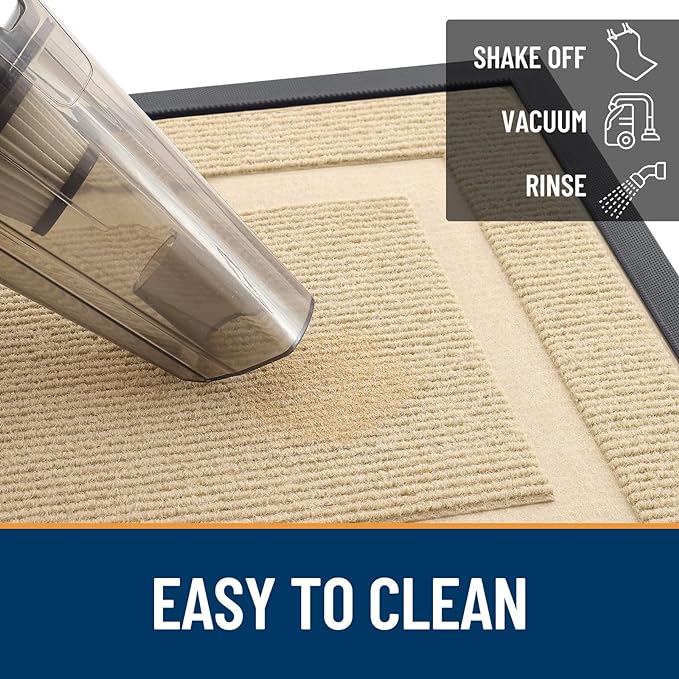 OLANLY Front Door Mat Outside 59x23, All-Season Heavy-Duty Rubber Doormat | Beige, Absorbent, Stain and Fade Resistant, Waterproof Non-Slip Backing, Low-Profile Indoor Outdoor Floor Mat for Entryway