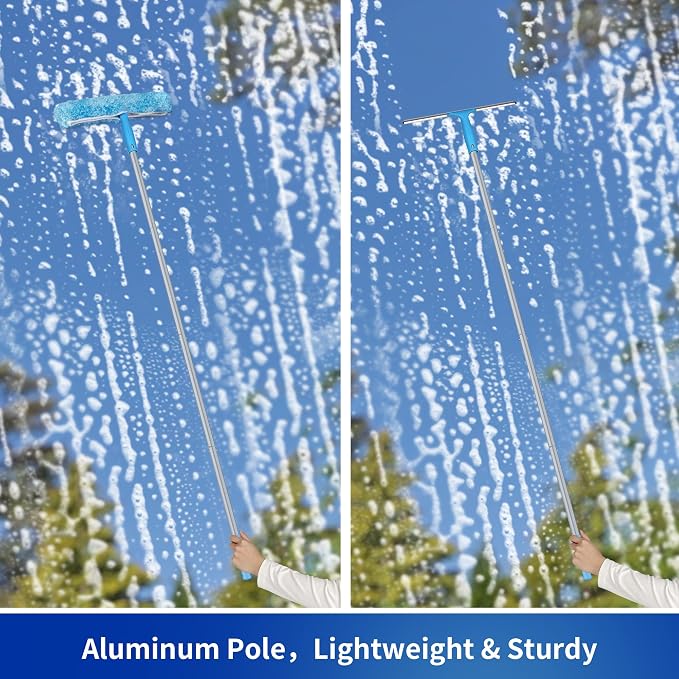 MR.SIGA Window Squeegee Extension Pole, 4 Pieces Aluminum Pole, 54.3 inch | Compatible with MR.SIGA professional window squeegee & microfiber windowscrubber