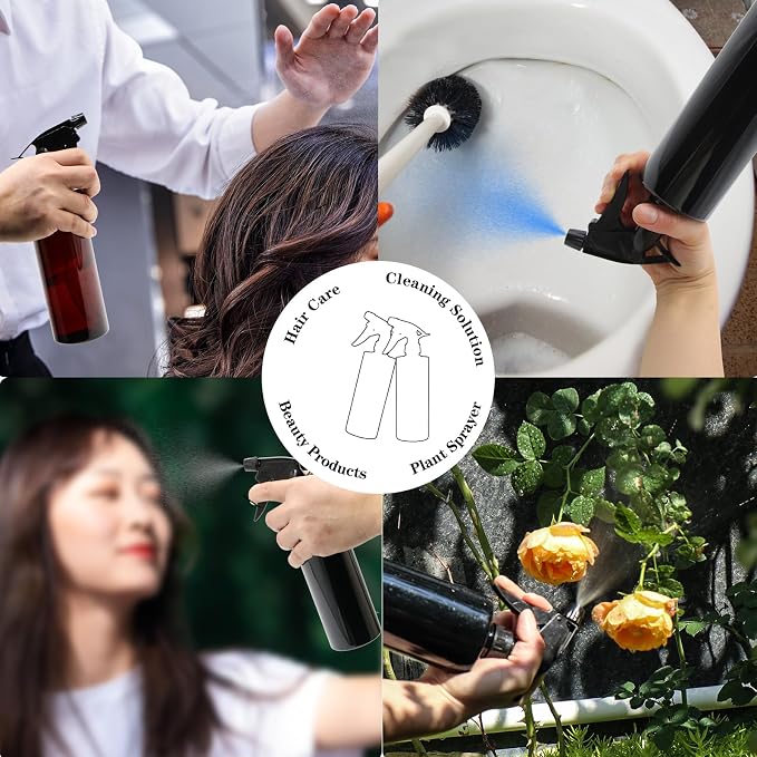 OFFIDIX 360°Plant Spray Bottle, 2 Pack/16 oz Amber Plastic Plant Mister | Fine Mist and Stream Setting, 470ml Water Empty Spray Bottles Mister for Hair, Cleaning, Plants, Upside Down Watering Can