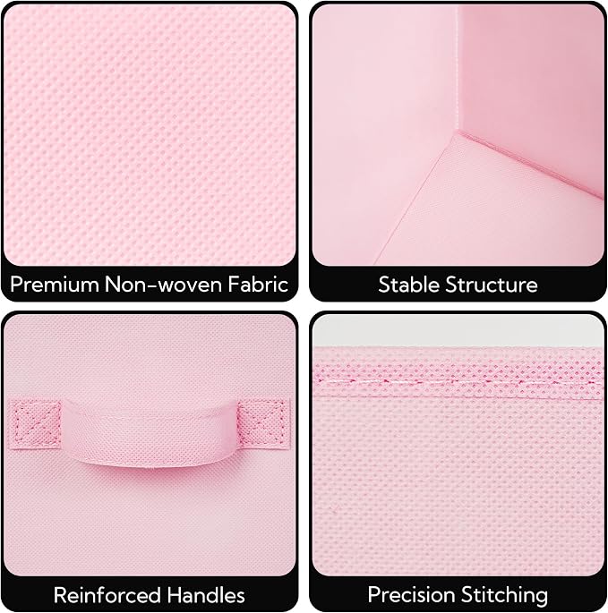 Cupic Cupid 6-Pack 13x13 Cube Storage Bins, Storage Cube Organizer, Pink | Foldable, Reinforced Front Handle, Holds Clothes, Toys, Blankets, Fits Closet, Cube Shelves, Nursery, Bedroom