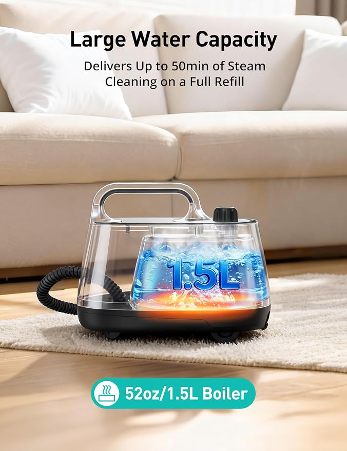 Steam Cleaner for Home, 293°F 58 PSI Powerful Multipurpose Handheld Steam Mop, 21 Attachments, 50Oz Capacity, Heavy Duty Steamer for Carpets, Floors, Cars, Tiles, Crack Cleaning, Turquoise