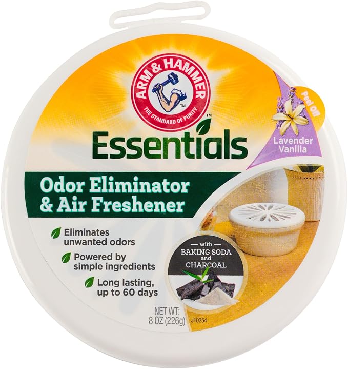 Arm and Hammer Air Freshener 2pk Bundle Lavender Vanilla & Linen Fresh 8oz | 2 pack Closet Air Freshener Essentials, Room and Closet Odor Absorber and Eliminator with Baking Soda and Activated Charcoal