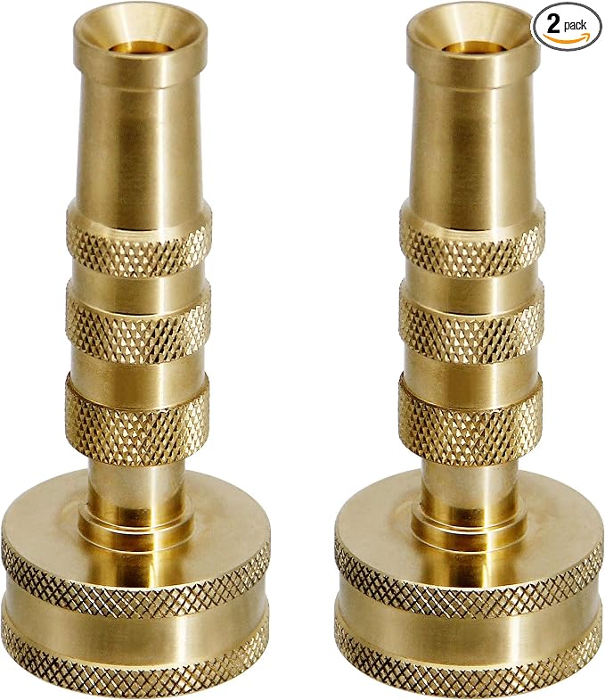 ATDAWN Brass Hose Nozzle, Heavy-Duty Brass Adjustable Twist Hose Nozzle, 2 Pack (3")