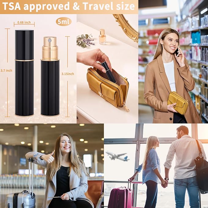 5ml Travel Perfume Atomizer Refillable Spray Bottle Atomiser (Black) | Perfume Spray Bottle, Fragrances Atomizer, Perfume Travel Refillable Bottle,Perfume Dispenser