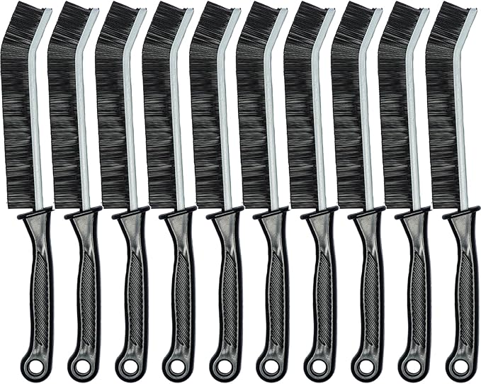 Crevice Cleaning Brush Set, Hard Bristle Grout Brush, 10-Pack | Narrow Cleaning Brushes with Stiff Bristles for Grout, Gaps, Kitchen Sinks, Bathroom Tiles, Window Tracks and Tight Spaces