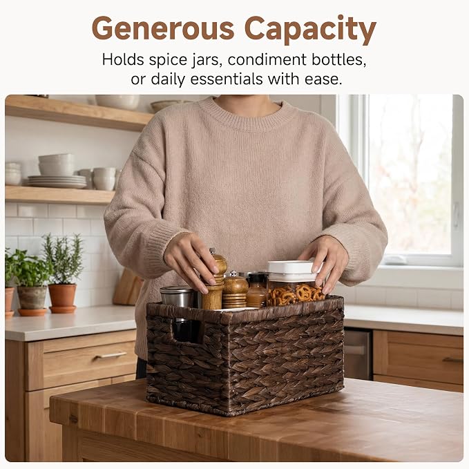 StorageWorks Storage Baskets for Organizing,Hyacinth Storage Baskets,2-Pack | Water Hyacinth Baskets for Shelves, Decorative Baskets for Home Decor, Decorative Baskets for Shelves, Woven Baskets