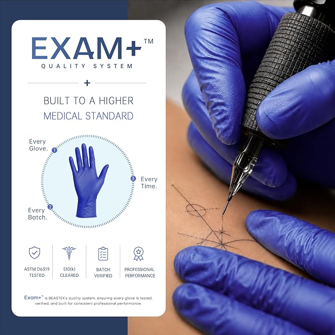 Nitrile Exam Gloves 4Mil Powder-Free Medical Disposable Blue Violet | Soft+ • Powder-Free & Latex-Free • Ultra Stretch Fit • Examination • Cooking • Cleaning • Food Prep • Blue Violet • 100 Ct