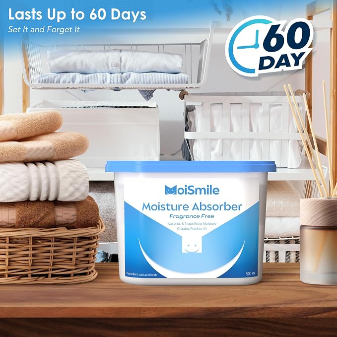 Moisture Absorbers, Fragrance Free Humidity Absorber, 3 Pack, 10.5 oz Boxes | Long-lasting non-electric dehumidifier for closets, bathrooms, basements, cars and RVs; no added fragrance.