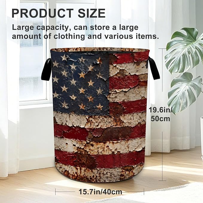Flag Laundry Basket Foldable Oxford Laundry Hamper With Handle For Room Bathroom Bedroom