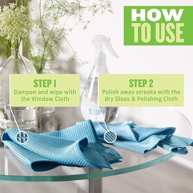 E-Cloth Window and Glass Cleaner Kit, Just Add Water - 1 Kit | Chemical-Free Cleaning - Reusable & Machine Washable Towel, Versatile Use for Mirrors, Cars, & Lenses, Alaskan Blue