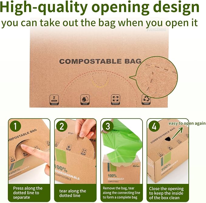 Compost Bags 13 Gallon, 50Liter Extra Thick 1.1 Mils Compostable Food scrap waste bags with US BPI ASTM D6400 and Europe OK Compost Home Certified