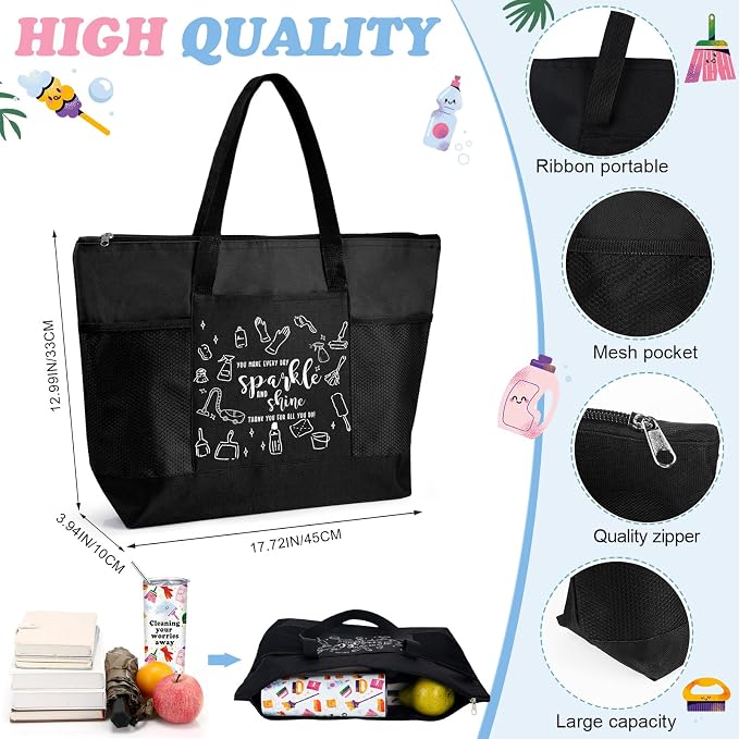Sieral Housekeeping EVS Week Appreciation Gifts,Thank You,Black | Insulated Tumbler 20oz & Large Tote Bag Set for Women Custodian School Healthcare Cleaning Crew House Cleaner Maid Janitor